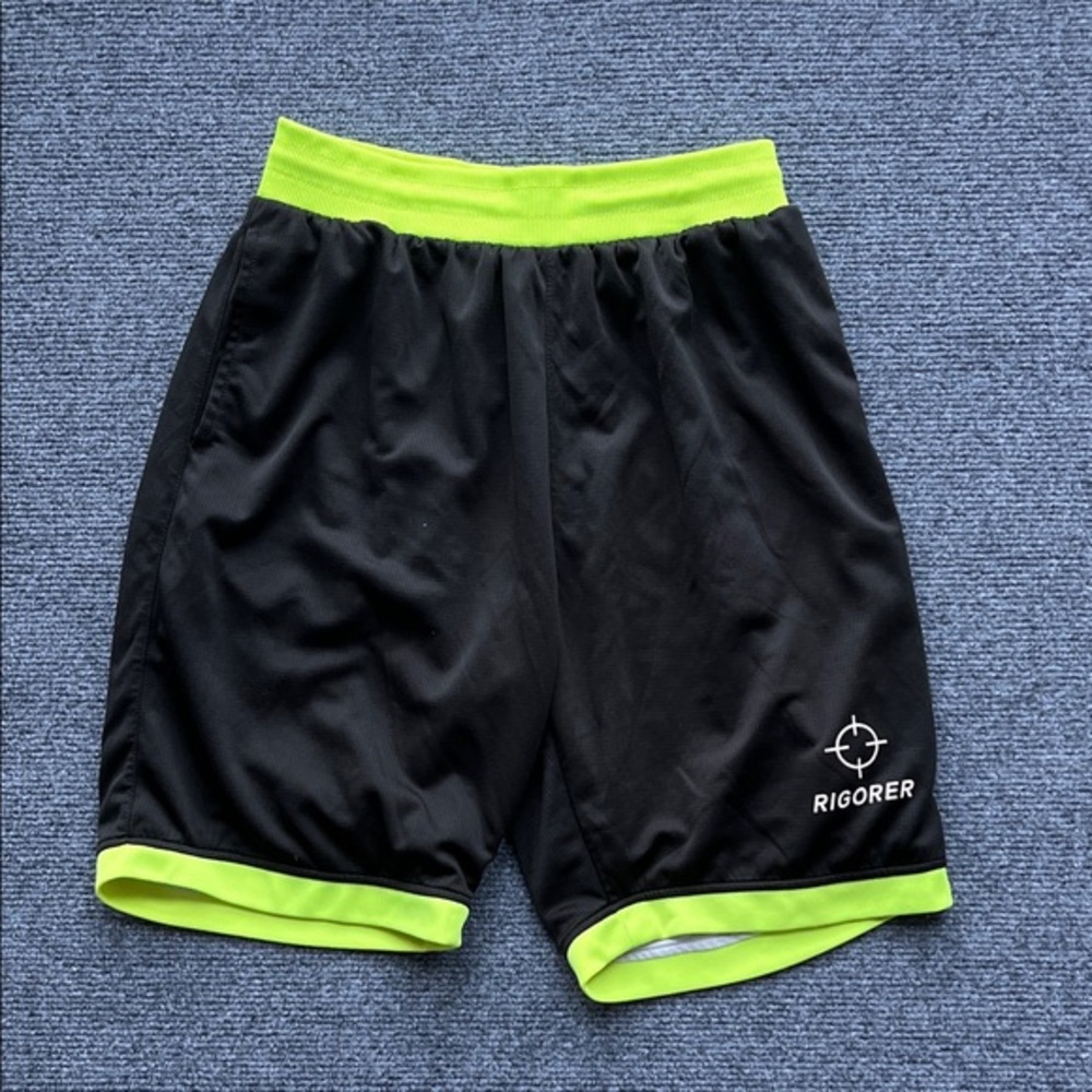 Igor Black Athletic Shorts with Neon Yellow-Green Trim